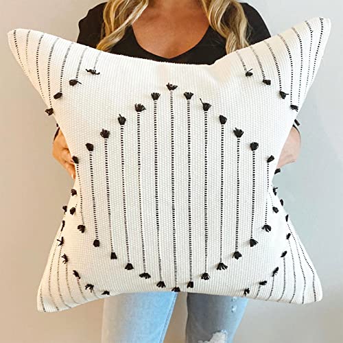 Boho Throw Pillow Covers Set of 2 - Cream/Black