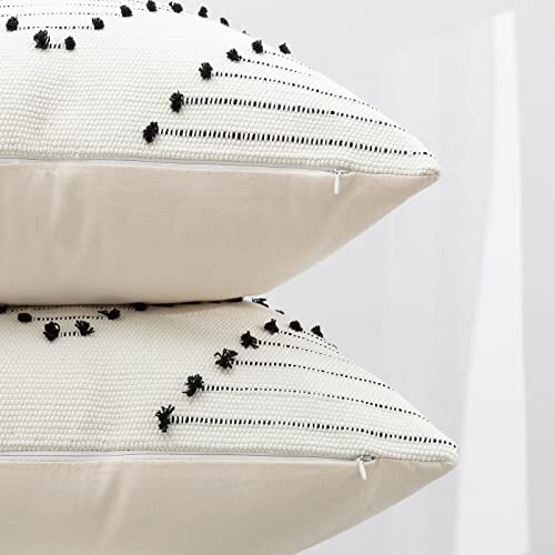 Boho Throw Pillow Covers Set of 2 - Cream/Black