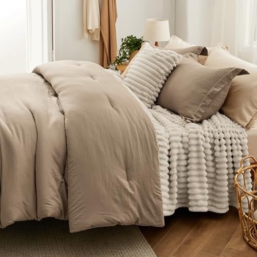 Bedsure Queen 5-Piece Comforter Set - Brown