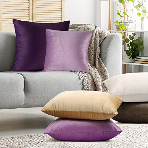 Off White Velvet Throw Pillow Covers Set of 4