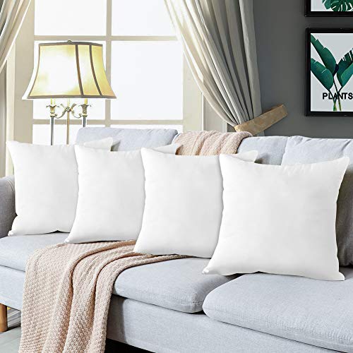 Set of 6 White 18x18 Inch Throw Pillow Inserts