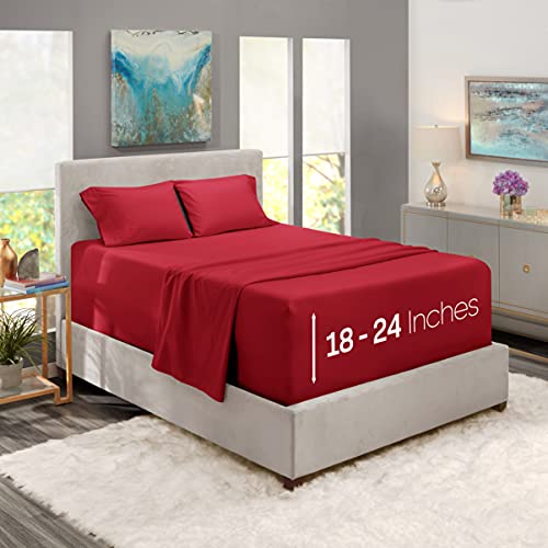 Burgundy Extra Deep Pocket King Sheet Set