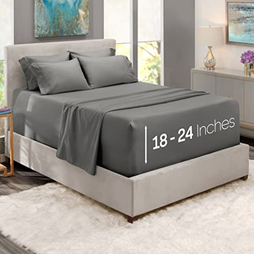 Extra Deep Pocket King Bed Sheet Set - 6 Pieces