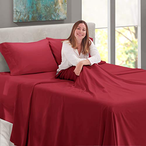 Burgundy Extra Deep Pocket King Sheet Set