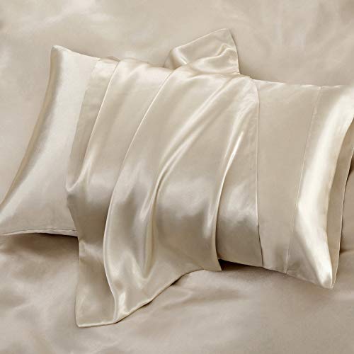 Luxury Satin Queen Bed Sheets Set, Taupe