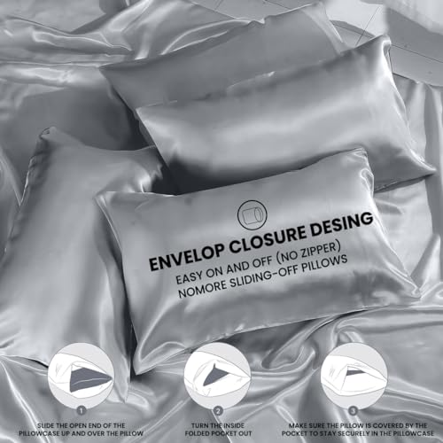Elegant Satin 6-Piece Bed Set - Gray