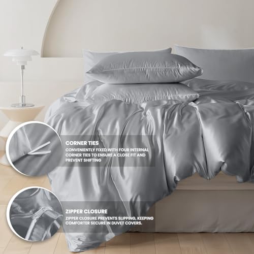 Elegant Satin 6-Piece Bed Set - Gray