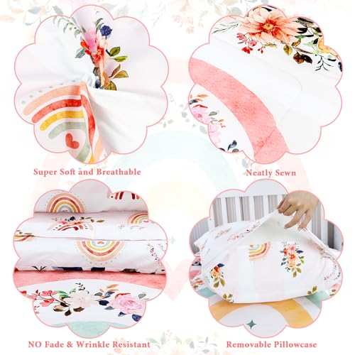 Rainbow Floral Toddler Bedding Set - 4 Pieces
