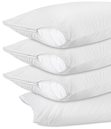Waterproof Zipper Pillow Protectors - 4 Pack