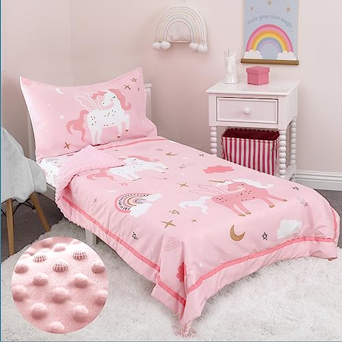 ACRABROS 4-Piece Toddler Unicorn Bedding Set