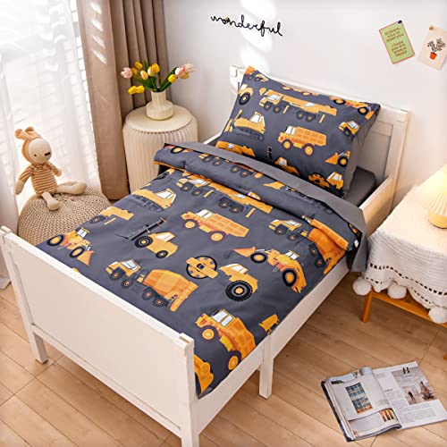 Toddler Construction Vehicle Bedding Set - 4 Pieces