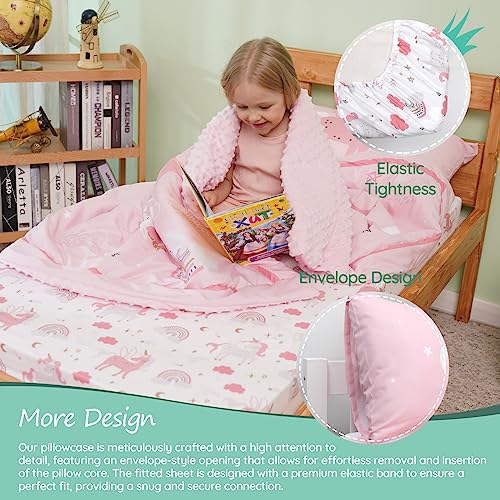 ACRABROS 4-Piece Toddler Unicorn Bedding Set