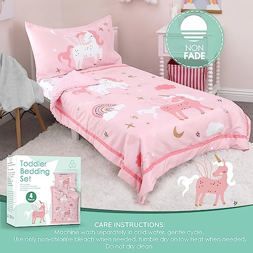 ACRABROS 4-Piece Toddler Unicorn Bedding Set