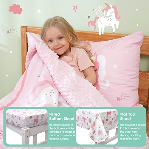 ACRABROS 4-Piece Toddler Unicorn Bedding Set