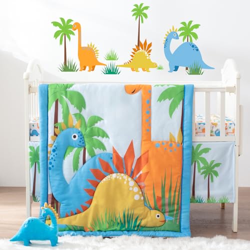 Blue Dinosaur 4-Piece Crib Bedding Set