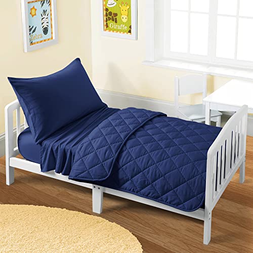 Navy Blue Toddler Bedding Set - 4 Pieces
