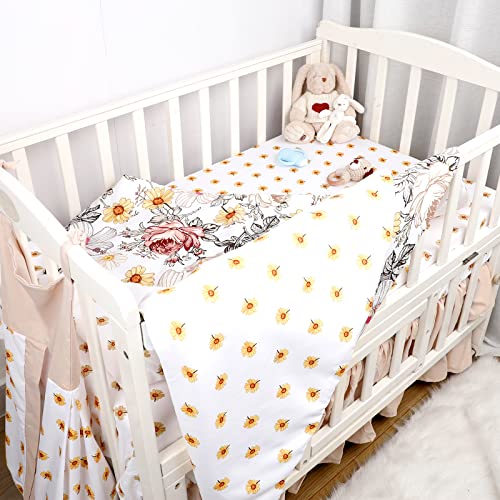 Floral 4-Piece Baby Girl Crib Bedding Set