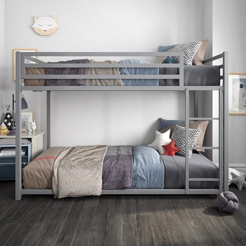 Twin-Over-Twin Metal Bunk Bed Frame for Kids