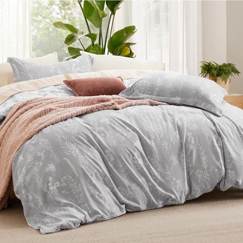 Reversible Botanical Queen Duvet Cover Set