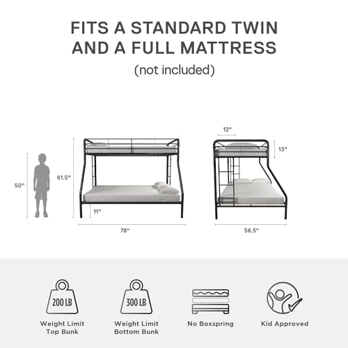 DHP Twin-Over-Full Metal Bunk Bed Frame