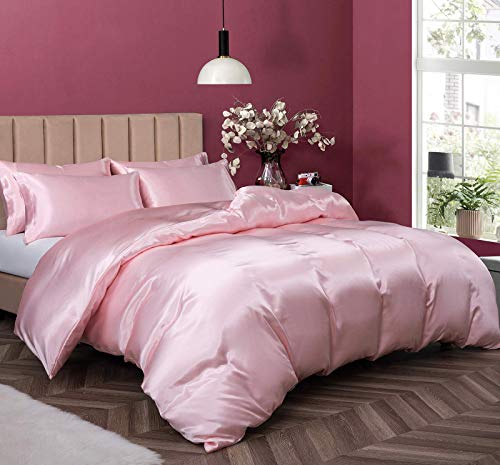 Blush Pink Satin Duvet Cover Bedding Set