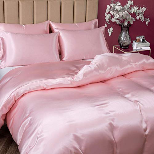 Blush Pink Satin Duvet Cover Bedding Set
