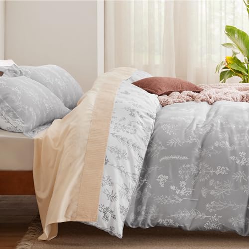 Reversible Botanical Queen Duvet Cover Set