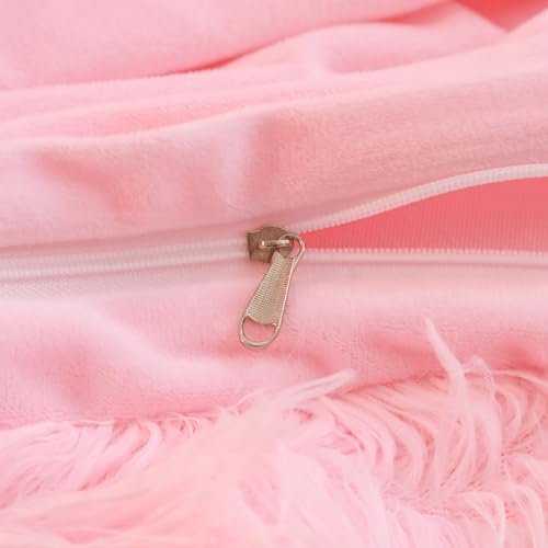 Fluffy Pink Queen Comforter Set with Pillowcases