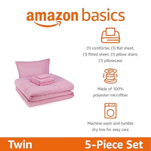 Pink Microfiber Twin Bed-in-a-Bag Set for Kids