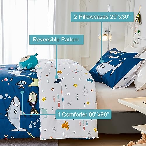 Ocean-Themed 3-Piece Boys Comforter Set