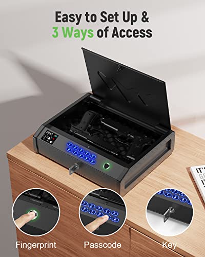 Biometric Pistol Safe with Fingerprint Access