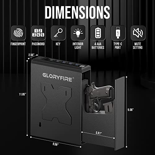 GLORYFIRE Biometric Handgun Safe for Quick Access