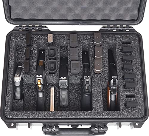 Heavy Duty Waterproof Case for 5 Pistols & 20 Magazines