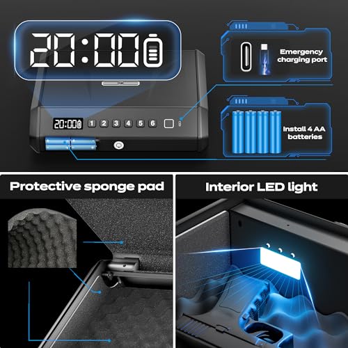 Biometric Large Gun Safe for 2-4 Pistols