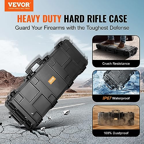 VEVOR 42" Lockable Hard Rifle Case with Wheels