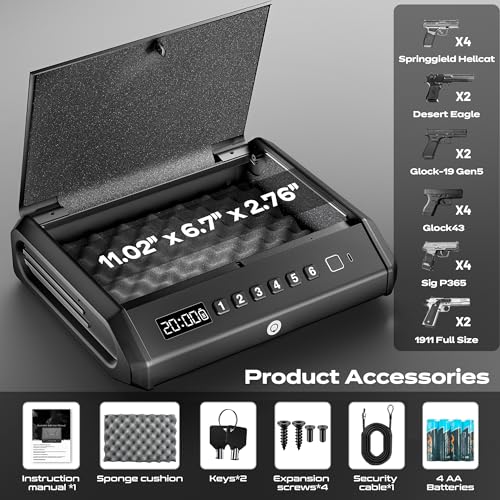 Biometric Large Gun Safe for 2-4 Pistols