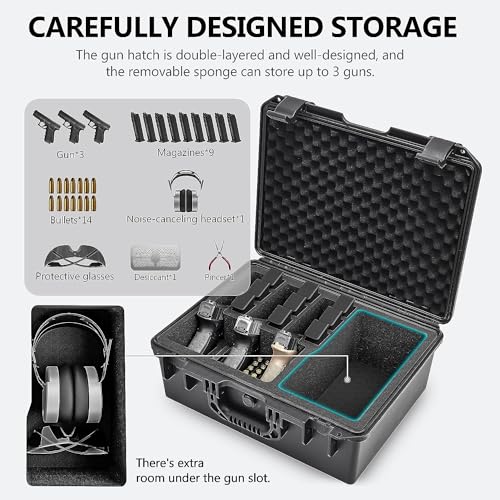 Kinghardcase Shockproof Waterproof 5 Pistol Gun Case