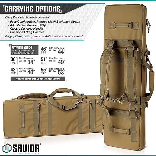 Urban Warfare Tactical Double Gun Bag Backpack - Tan