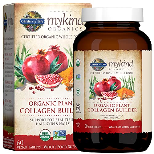 Garden of Life Vegan Collagen Builder - Organic Plant Collagen Beauty Booster - Silica & Biotin for Hair, Skin, Nails and Joint Support – No Added Sugar, 60 Tablets, mykind Organics Supplements