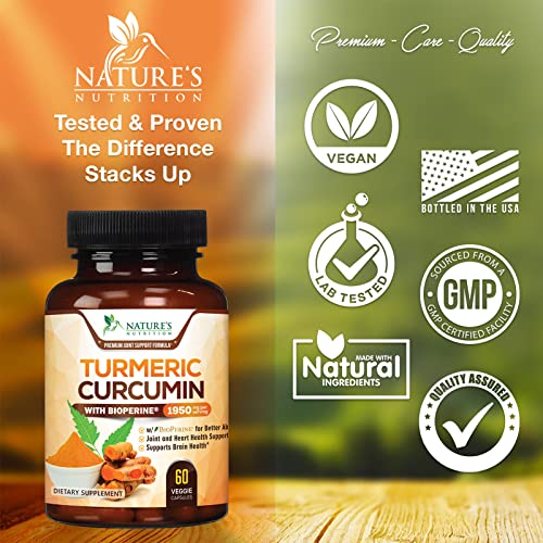 Turmeric Curcumin with BioPerine 95% Standardized Curcuminoids 1950mg - Black Pepper for Max Absorption, Natural Joint Support, Nature's Tumeric Extract, Herbal Supplement, Non-GMO - Parent