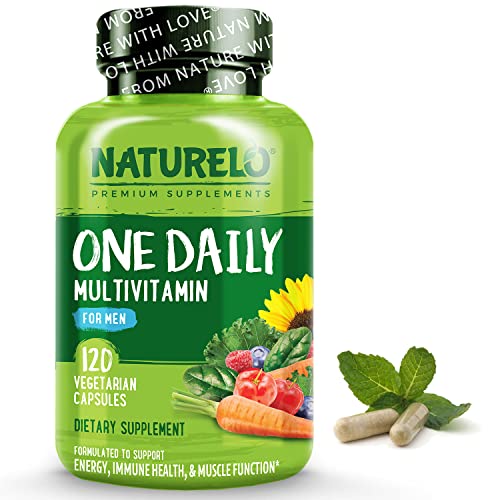 NATURELO One Daily Multivitamin for Men - with Vitamins & Minerals + Organic Whole Foods - Supplement to Boost Energy, General Health - Non-GMO - 120 Capsules - 4 Month Supply