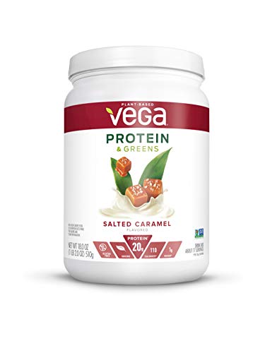 Vega Protein and Greens, Salted Caramel, Vegan Protein Powder, 20g Plant Based Protein, Low Carb, Keto, Dairy Free, Gluten Free, Non GMO, Pea Protein for Women and Men, 1.1 Pounds (17 Servings)