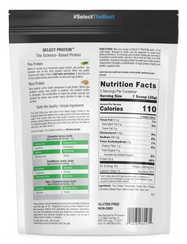 PEScience Select Vegan Plant Based Protein Powder, Cinnamon Delight, 5 Serving, Pea and Brown Rice Blend