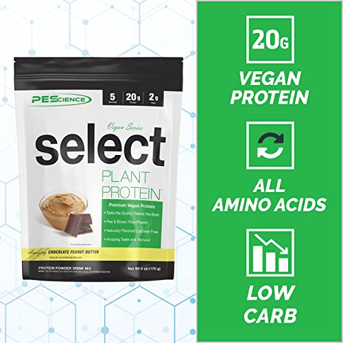 PEScience Select Vegan Plant Based Protein Powder, Chocolate Peanut Butter, 5 Serving, Premium Pea and Brown Rice Blend