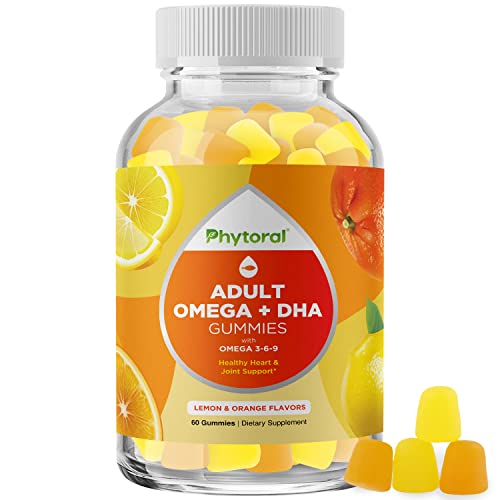 DHA Omega 3 Gummies for Adults - Delicious Vegetarian Omega 3 Supplement and Natural Gummy Vitamin with Plant Based Omega 3 6 9 - Chia Seed Based EPA DHA Omega 3 Supplement with Essential Fatty Acids