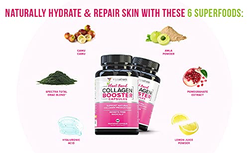 Vitauthority Vegan Collagen Pills for Women - Plant Based Collagen Capsules for Women with Proprietary Vegan Hair Skin and Nails Vitamins - Vegetarian Collagen Hair and Skin Supplement for Women