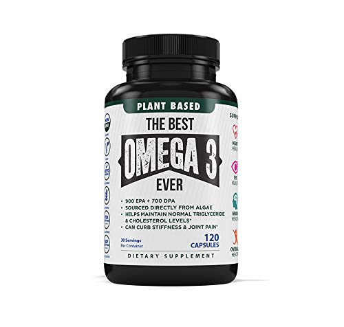 The Very Best Vegan Omega 3 Supplement - 120 Capsules - Vegan Algae Omega 3 Vegetarian Supplement - Plant Based Fish Oil Alternative - Vegan EPA DHA Supplement - Made in The USA - Heart Stress Relief