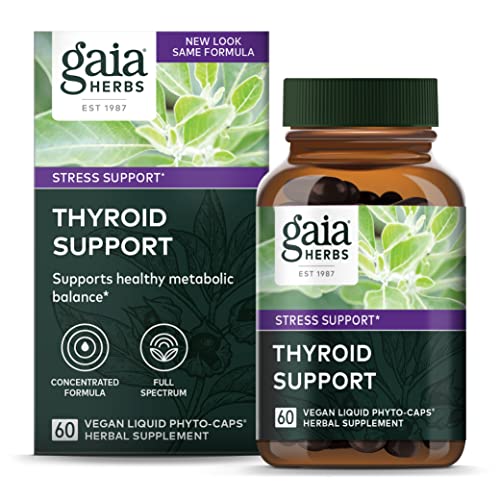 Gaia Herbs Thyroid Support - Made with Ashwagandha, Kelp, Brown Seaweed, and Schisandra to Support Healthy Metabolic Balance and Overall Well-Being - 60 Vegan Liquid Phyto-Capsules (20-Day Supply)