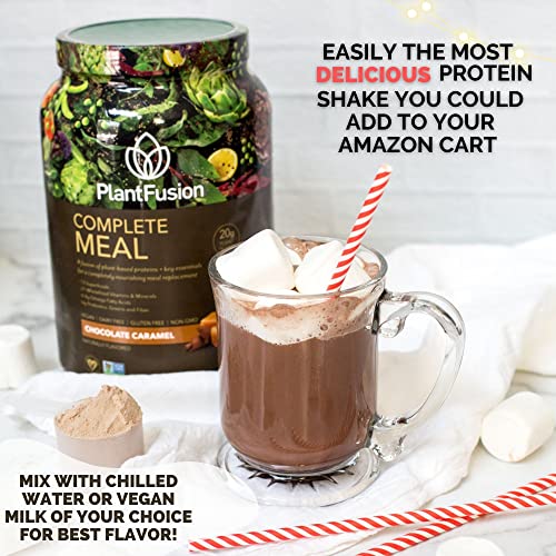 PlantFusion Complete Meal Replacement Shake - Plant Based Protein Powder with Superfoods, Greens & Probiotics - Vegan, Gluten Free, Soy Free, Non-Dairy, No Sugar, Non-GMO - Vanilla 1 lb