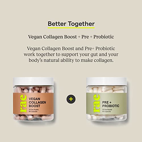 Rae Wellness Vegan Collagen Boost - Natural Collagen Supplement with Vitamin C and Bamboo for Healthy Hair, Skin, and Nails - Vegan, Non-GMO, Gluten Free - 60 Caps (30 Servings)